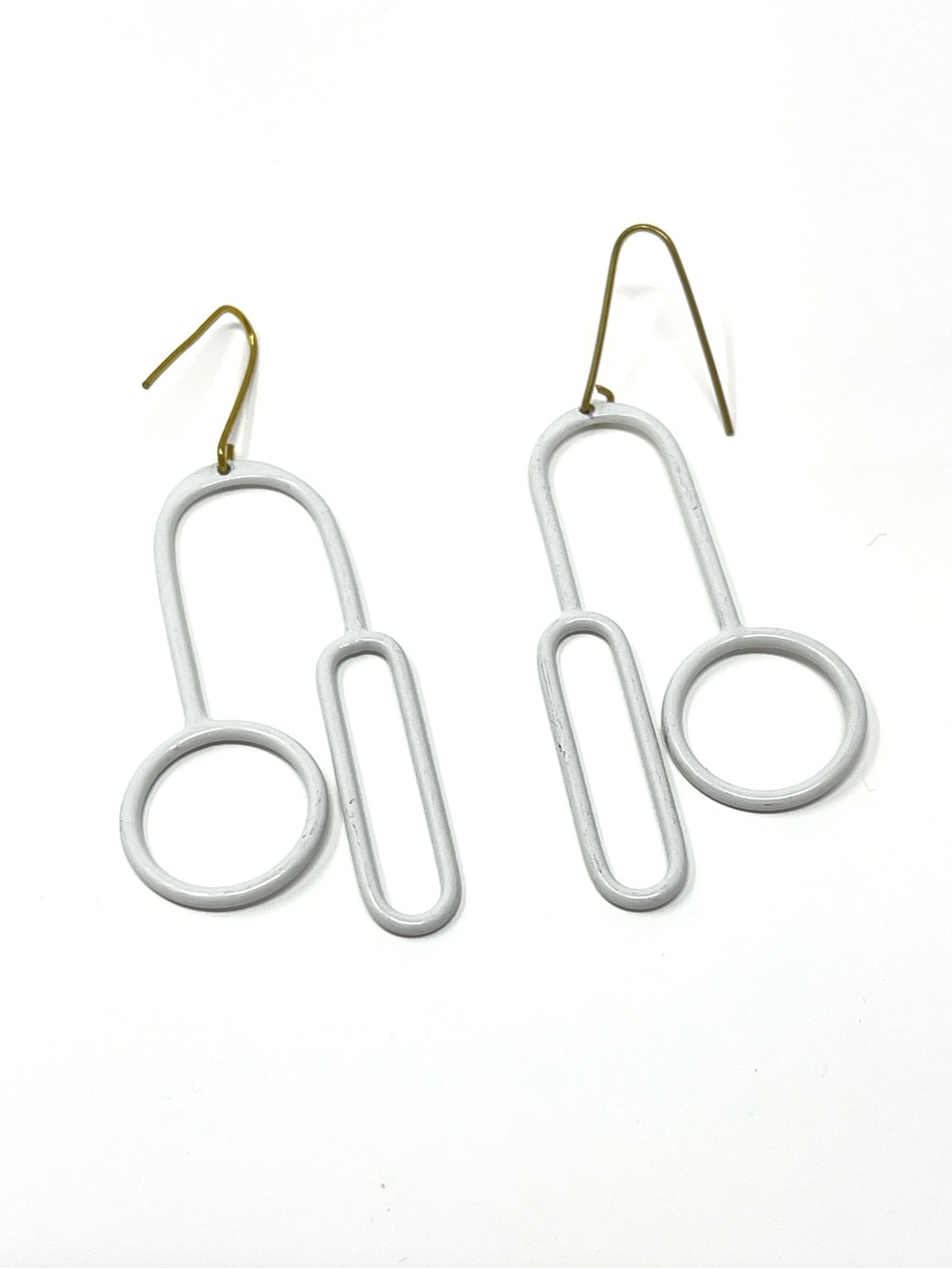 New Anthropologie Geometric Minimalist White Earrings